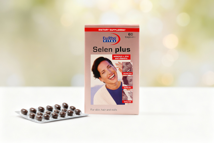 قرص سلن پلاس یوروویتال روی سطح سفید